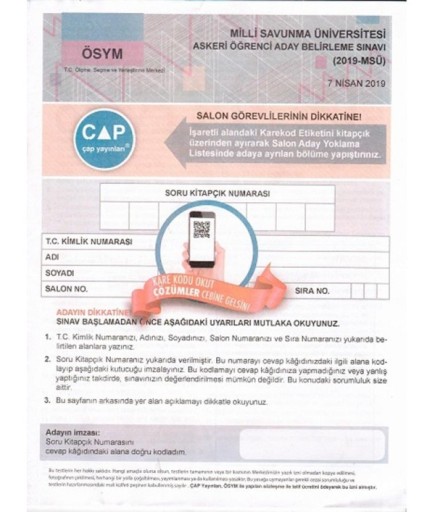ÜNİV. HAZ TIPKI BASIM DENEME (MSÜ) - 2019