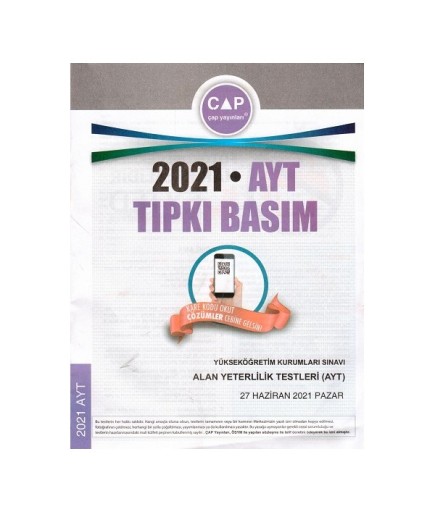 ÇAP YKS AYT TIPKI BASIM 2021